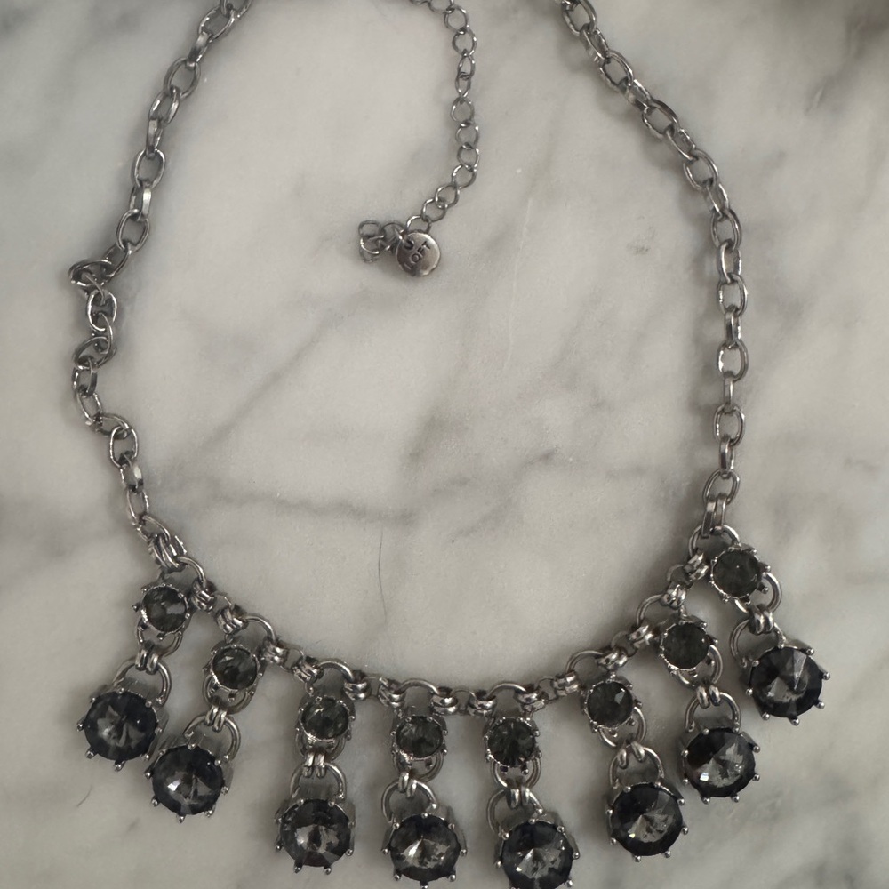 Elegant Adjustable Silver Necklace with Jewel Accents